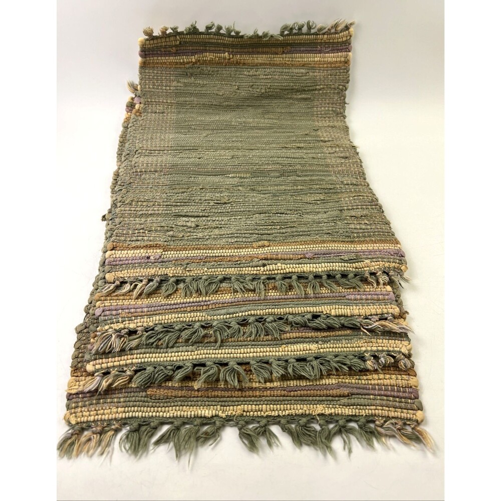 Vintage Hand Woven Rag Rug Placemats Country Kitchen Multi-Color Lot of 4